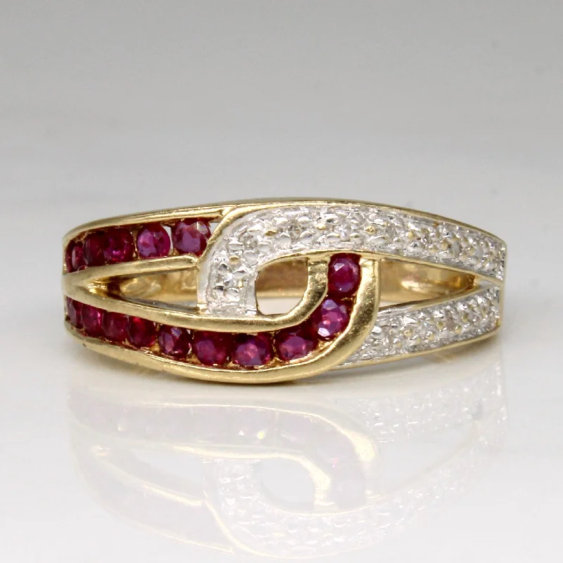 Buy More, Save More On Stunning Jewelry Pieces Ruby & Diamond Overlapping Ring | 0.34ctw, 0.05ctw | SZ 7.75 |