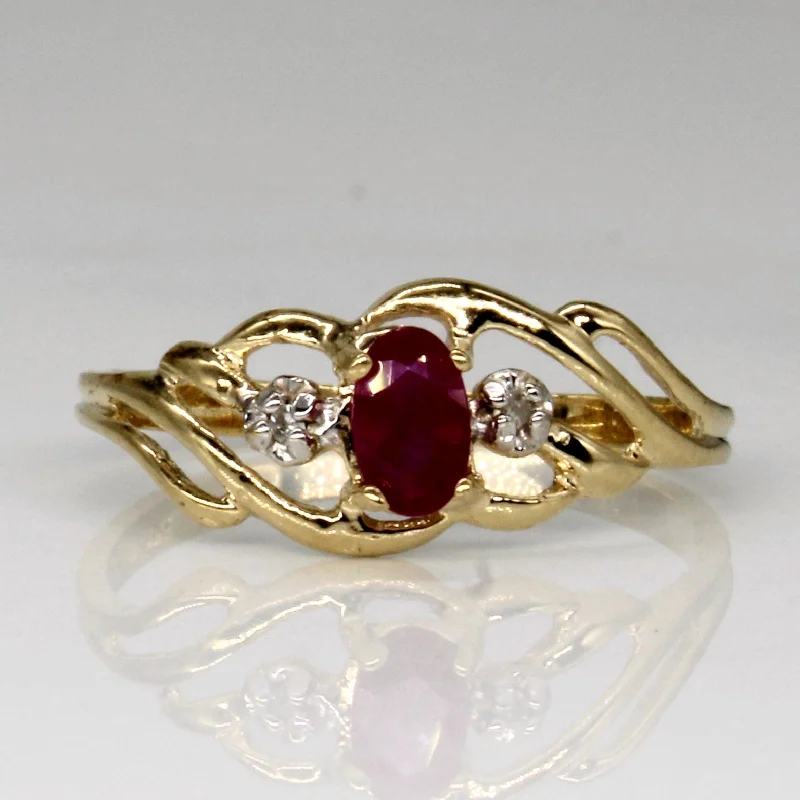 Sparkle In Style With Our Best Jewelry Deals Ruby & Diamond Three Stone Ring | 0.28ct, 0.01ctw | SZ 6 |