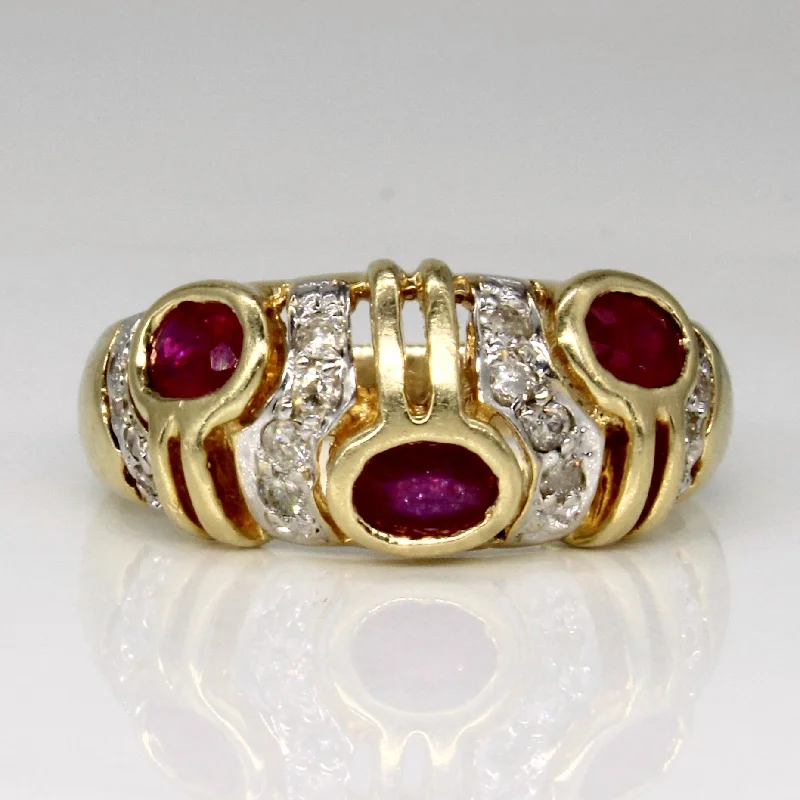 Affordable Gold-Plated Jewelry For Modern Fashion Ruby & Diamond Ring | 0.75ctw, 0.12ctw | SZ 7.75 |