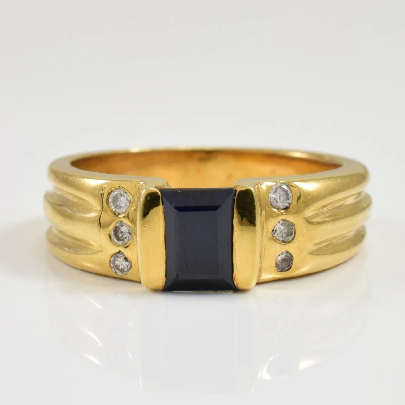 Fashion-Forward Geometric Jewelry For Contemporary Style Sapphire & Diamond Ring | 0.60ct, 0.12ctw | SZ 7.25 |