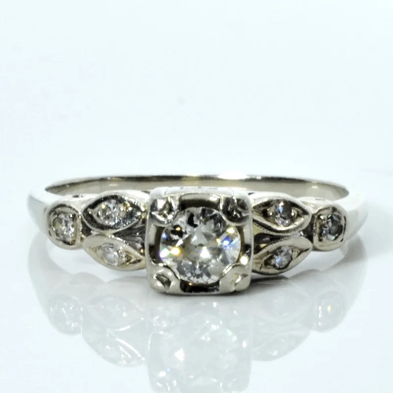 Seasonal Jewelry Deals – Elevate Your Style Vintage Solitaire with Accents Diamond Ring | 0.41ctw | SZ 9.5 |