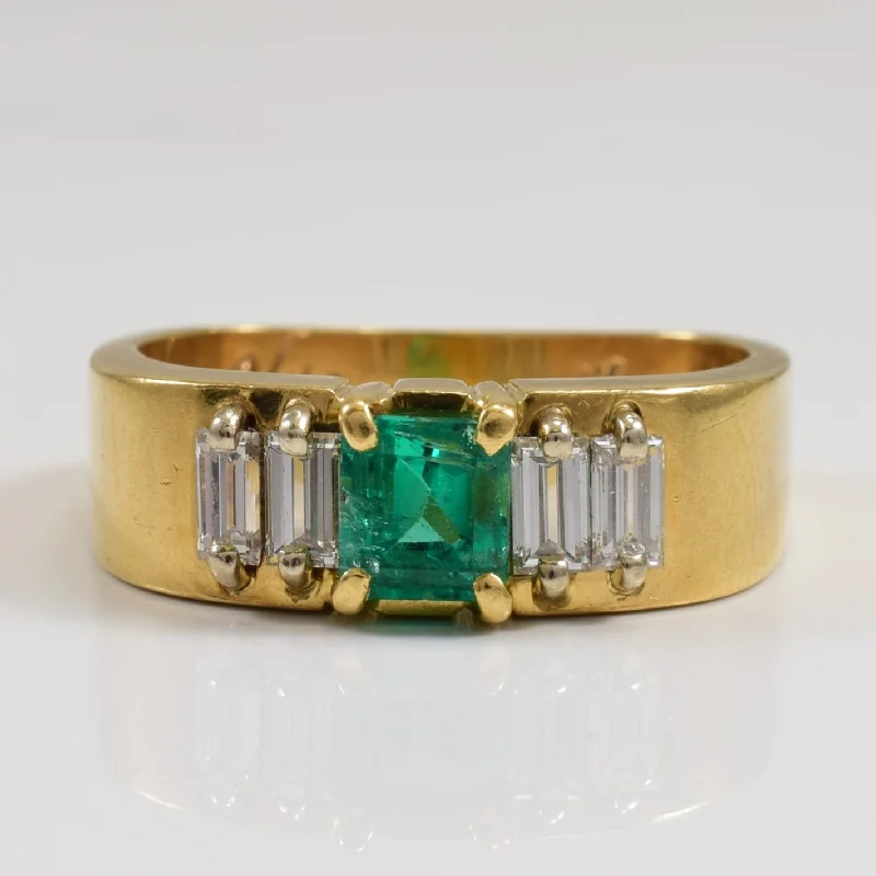 The Ultimate Jewelry Sale – Shop Premium Styles Synthetic Emerald & Diamond Ring | 0.50ct, 0.30ctw | SZ 7 |