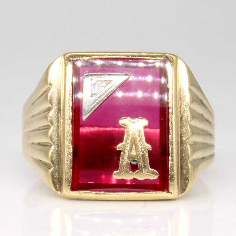 Fine Jewelry, Limited-Time Offers Available Synthetic Ruby & Diamond 'A' Initial Ring | 5.50ct, 0.01ct | SZ 12.75 |