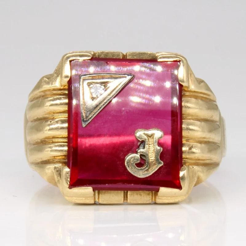 Elegant Jewelry At Unbeatable Prices – Shop Today Synthetic Ruby & Diamond 'J' Initial Ring | 5.00ct, 0.01ct | SZ 11 |