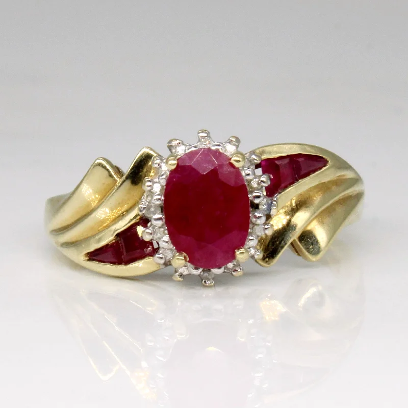 Best-Selling Jewelry Now Available At Special Deals Synthetic Ruby & Diamond Waterfall Ring | 0.88ctw, 0.01ctw | SZ 7 |