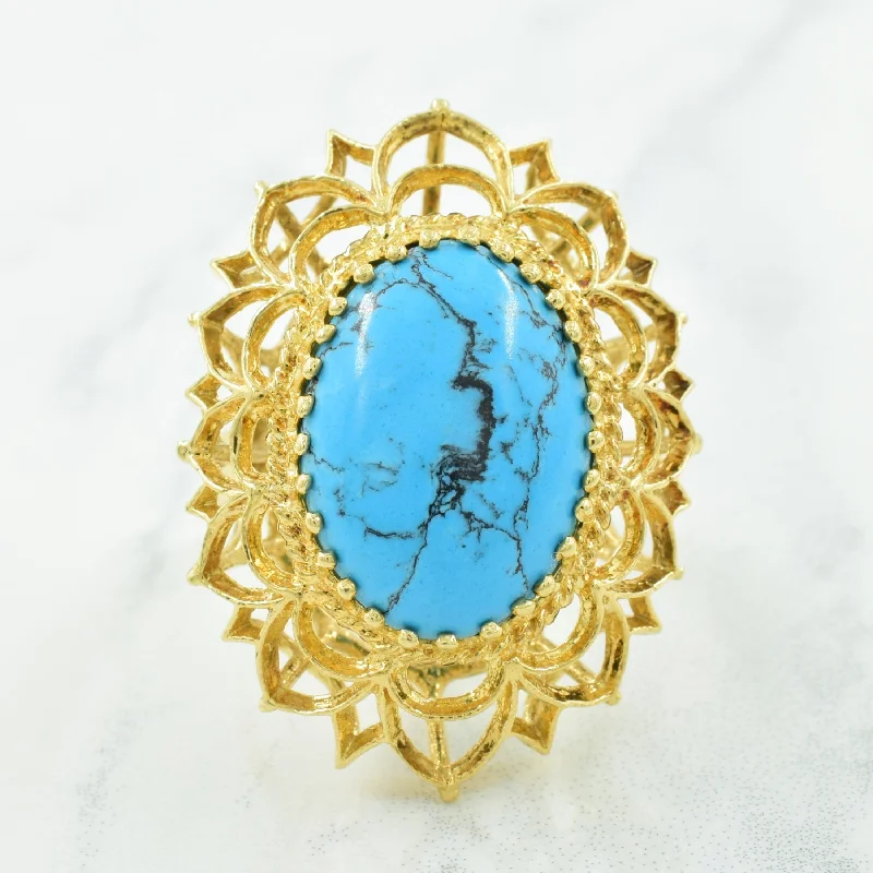 Delicate Crystal Jewelry For Sophisticated Charm Synthetic Turquoise Cocktail Ring | 6.00ct | SZ 7 |