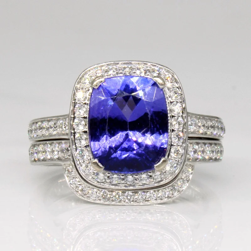 Bohemian-Inspired Jewelry For Free-Spirited Fashion Tanzanite & Diamond Wedding Ring Set | 2.85ct, 0.50ctw | SZ 7.5 |