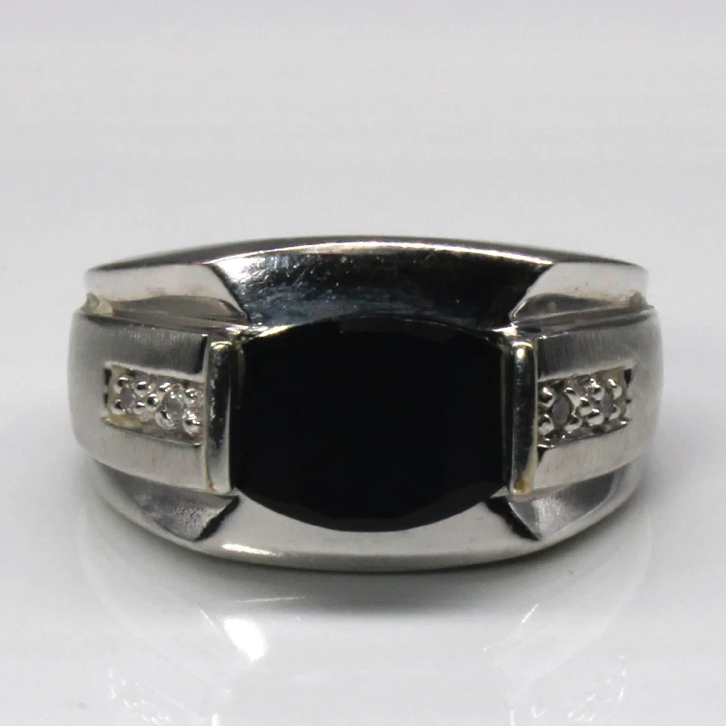 Shop Modern Jewelry Collections With Exclusive Discounts Tension Set Onyx and Diamond Ring | 2.00ct | 0.04ctw | SZ 8.75 |