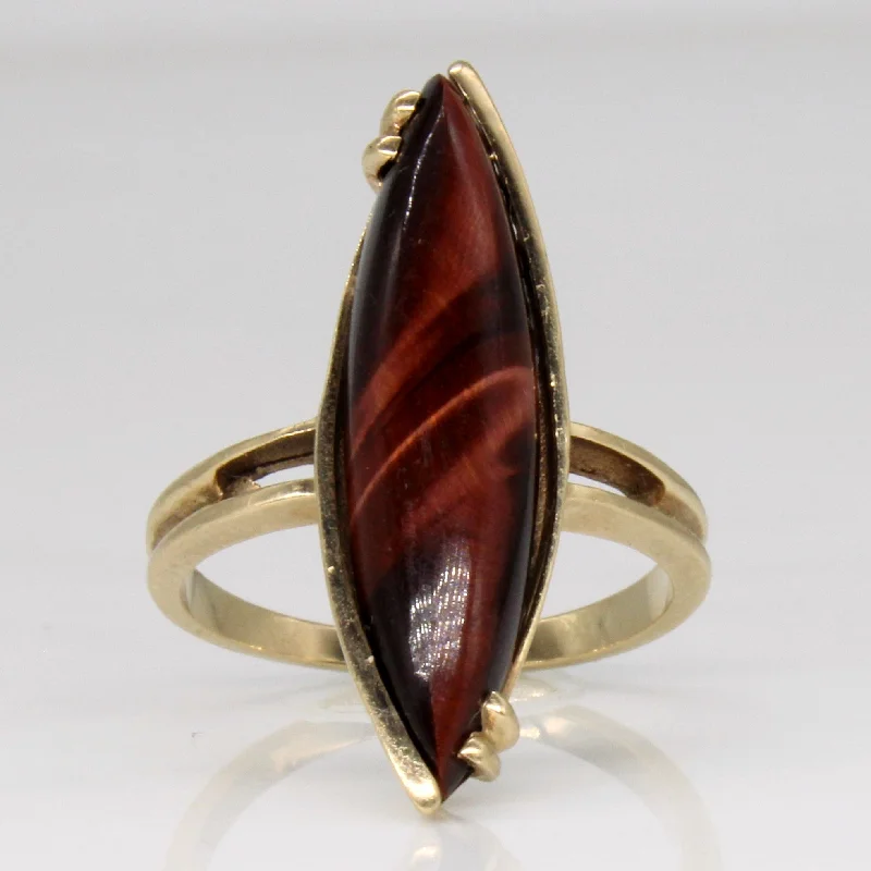 Delicate Crystal Jewelry For Sophisticated Charm Tiger's Eye Cocktail Ring | 4.30ct | SZ 6.25 |