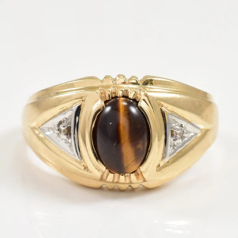 Flash Sale On Exquisite Jewelry – Don't Miss Out Tiger's Eye & Diamond Ring | 0.90ct, 0.01ctw | SZ 9 |