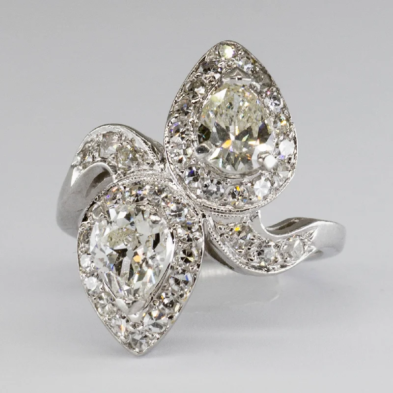 Exclusive Jewelry Offers – Sparkle For Less Antique Platinum Toi et Moi Pear Cut Diamond Ring | 2.53 ctw, SZ 6.25 |