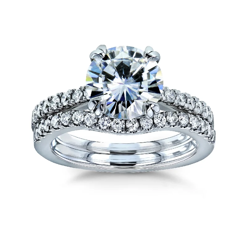 Bestselling Jewelry Now On Sale – Elevate Your Look Round Brilliant Moissanite and Diamond Bridal Set 2 1/3 CTW 14k White Gold (GH/VS)