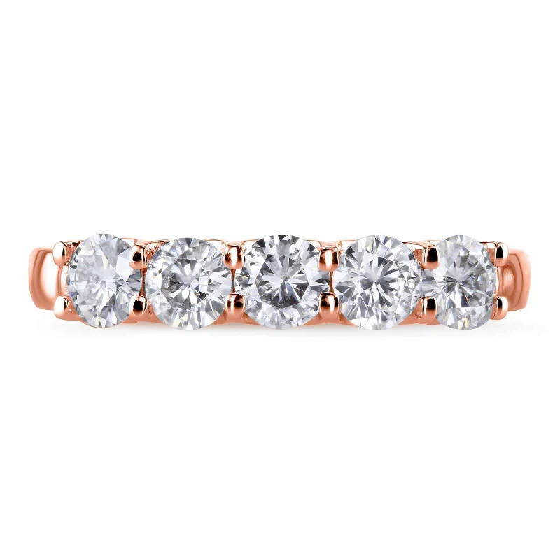 Fashion-Forward Jewelry At Incredible Prices 1ct Five Stone Natural Diamond Band - 14k Rose