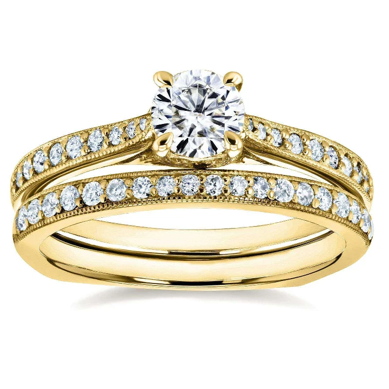 Limited-Time Jewelry Sale – Elegant Styles At Less Euro Round Bridal Set - 0.5ct - Yellow