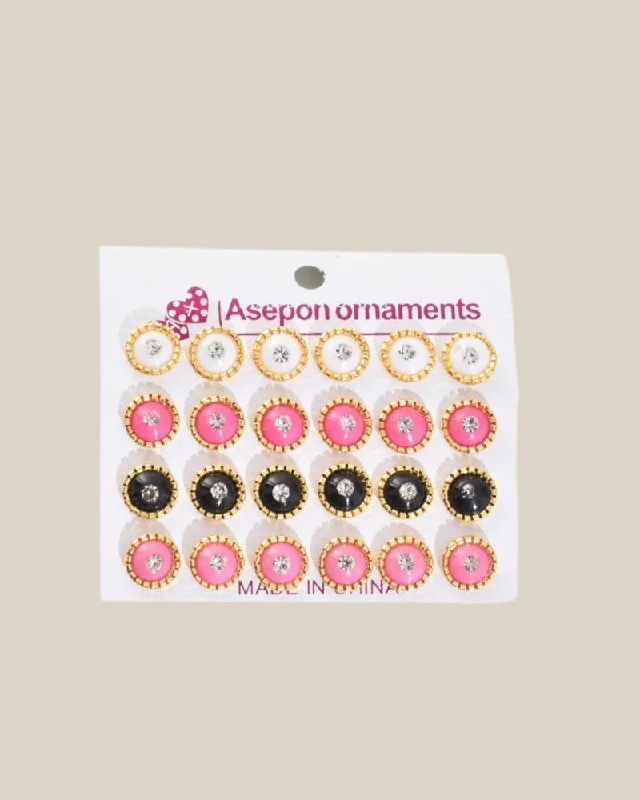 Button Look Earrings Set of 12 Pairs