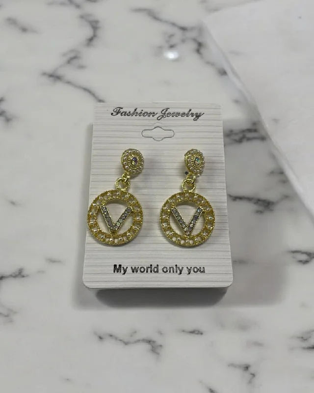 Gold Pearls Decor Earrings