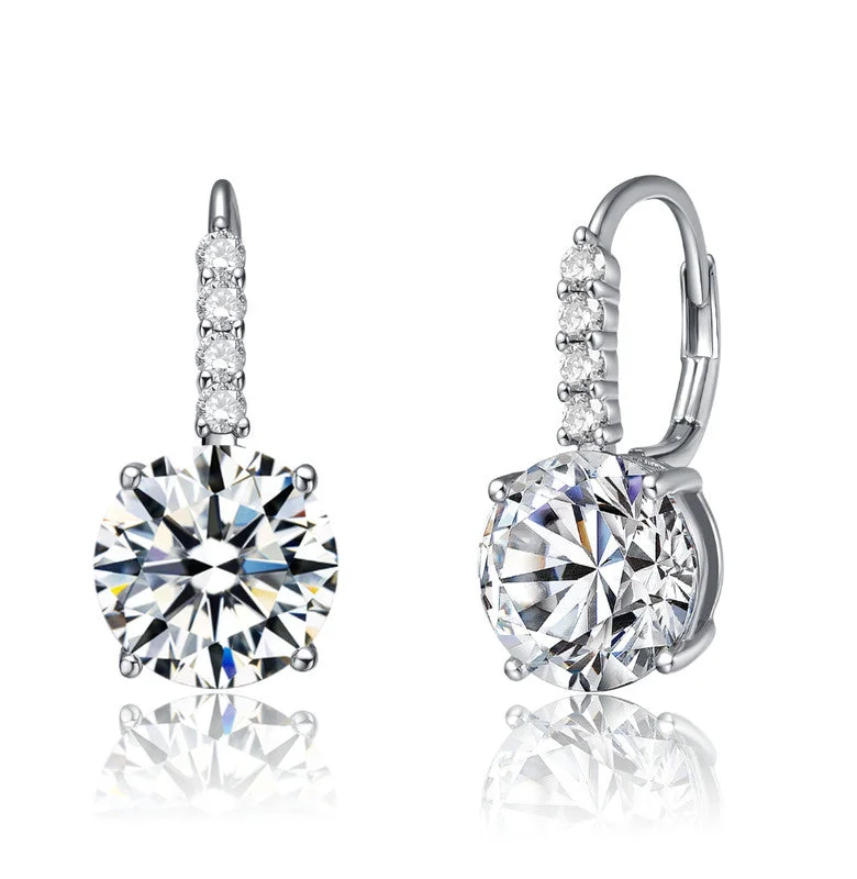 Elegant Basket-Set Drop Earrings with Colored Cubic Zirconia