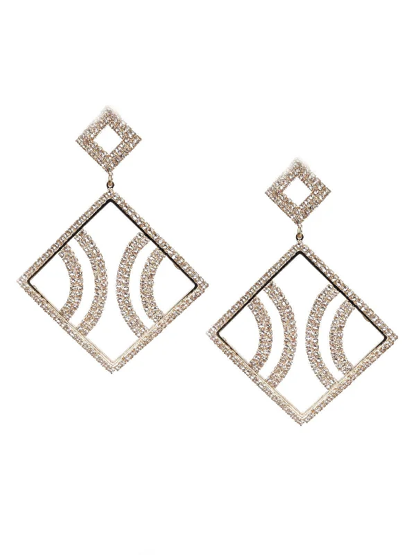 Odette Women Gold And White Dangler Earrings