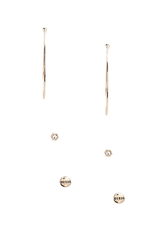 Gold-Tone Logo Hoop and Stud Earrings Set