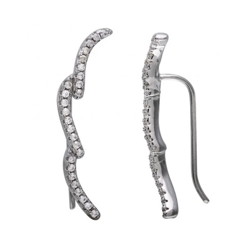 Adornia Wave Ear Climber Earrings silver