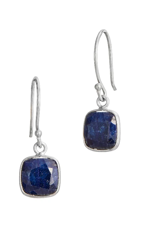 Sterling Silver Blue Sapphire 3.80 carat french wire earrings