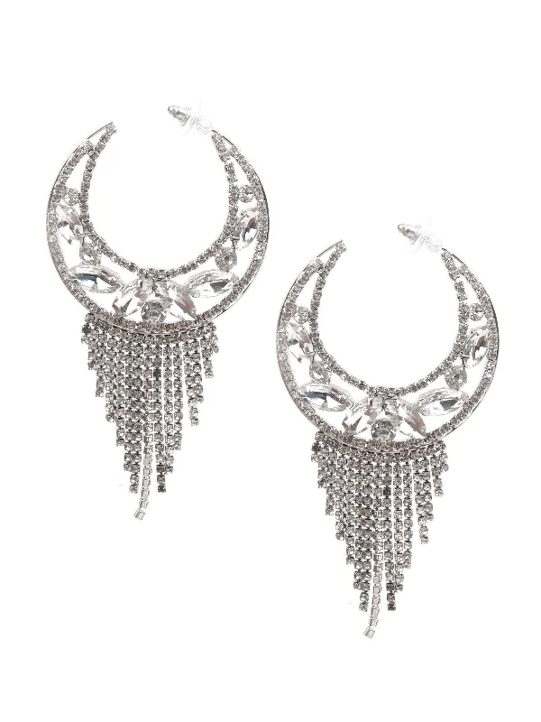 Odette Women Stylish Chandbali Earrings With Tassels