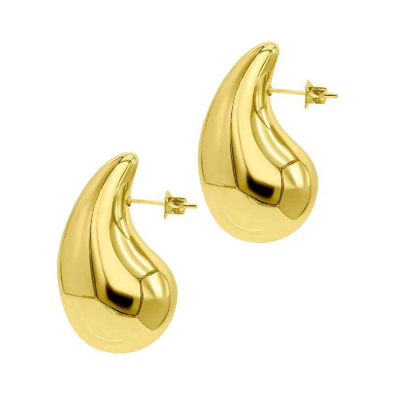 Tarnish Resistant 14K Gold Plated Teardrop Sculptural Stud Earrings