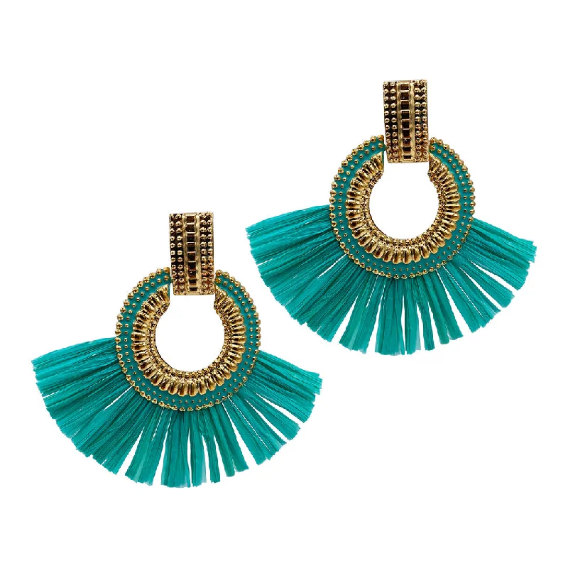 Turquoise Fan Earrings gold