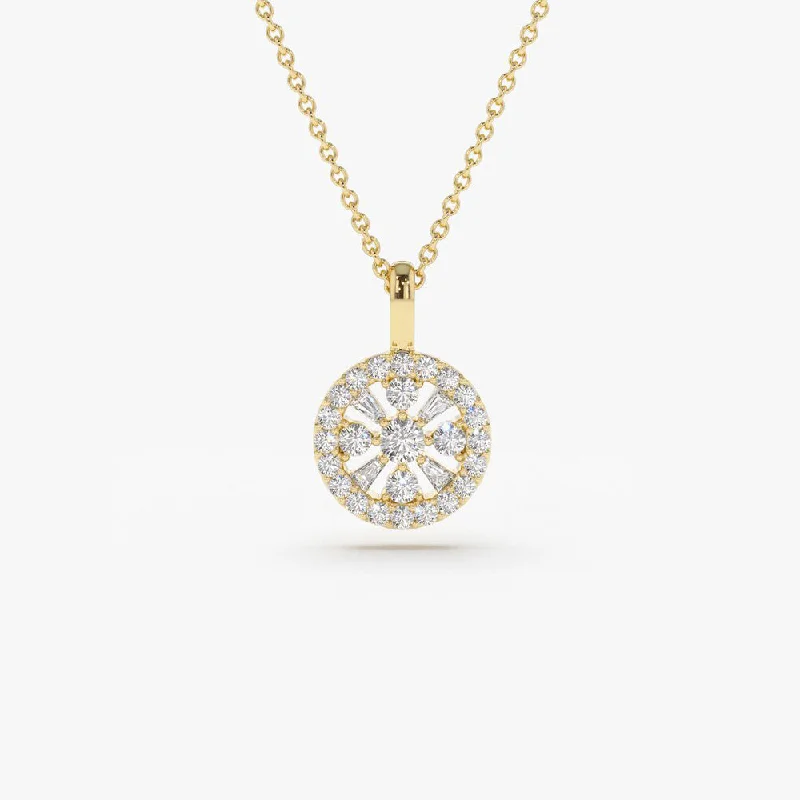 Stunning Jewelry At A Fraction Of The Price 14K Baguette and Round Diamond Charm Necklace