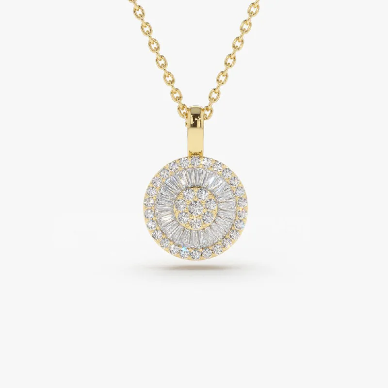 Best Jewelry Sale Prices – Limited-Time Offer 14K Baguette Diamond Disc Cluster Necklace