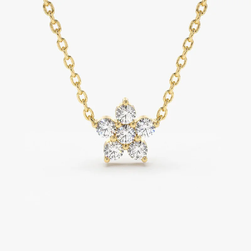 Discounted Jewelry For A Glamorous Look 14K Gold Flower Charm Diamond Necklace