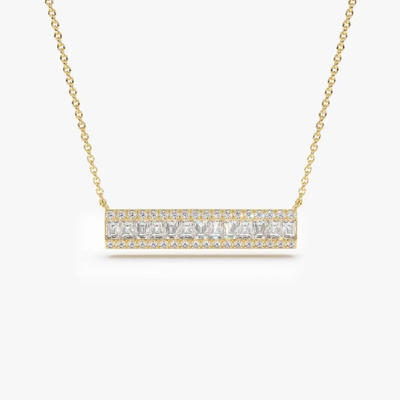 Premium Jewelry Now Available At Special Discounts 14k Gold Baguette Diamond Horizontal Necklace