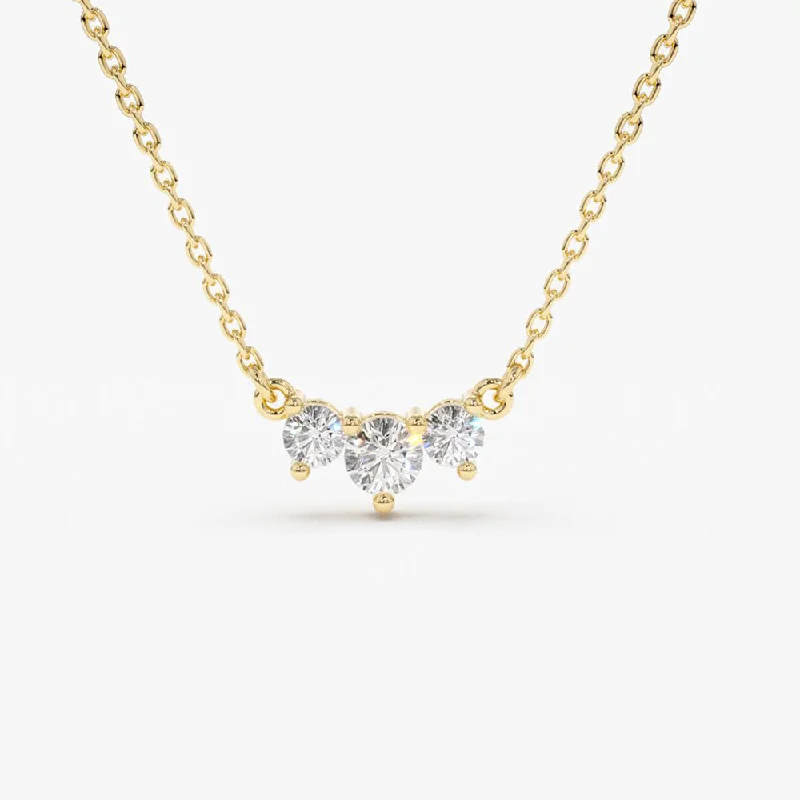 Beautiful Jewelry, Breathtaking Discounts – Hurry In 14K Gold Classic Trio Diamond Necklace