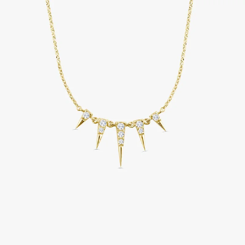 Luxury Jewelry At Unbeatable Discounts 14K Gold Diamond Spike Necklace