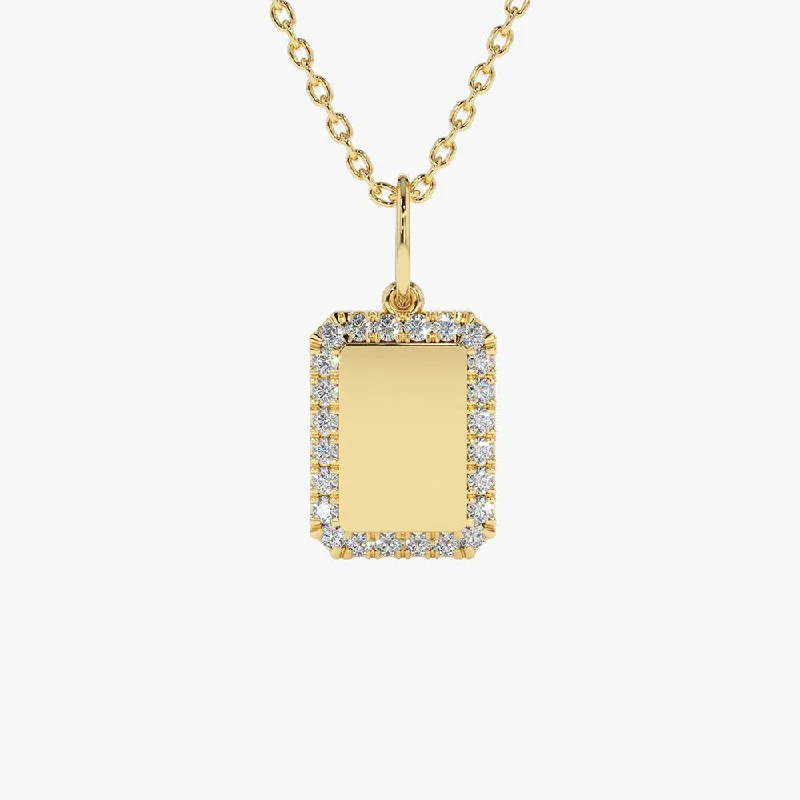 Timeless Elegance At Unbelievable Discounts 14K Gold Diamond Tag Initial Necklace