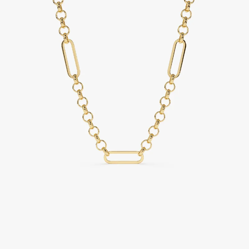 Luxury Jewelry Sale – Sparkle For Less 14K Gold Rolo Paperclip Chain Necklace