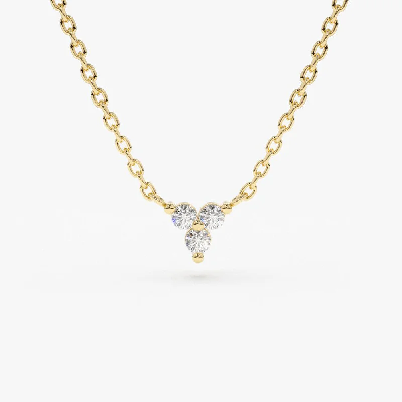 Best Jewelry Sale – Shop Exclusive Designs Now 14K Gold Round Cut Diamond Trio Necklace