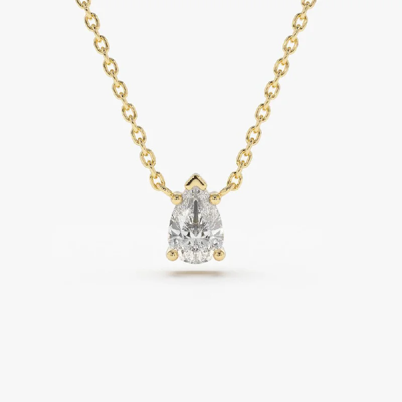 Premium Diamond Jewelry For Unforgettable Moments 14K Gold Pear Shape Diamond Solitaire Necklace