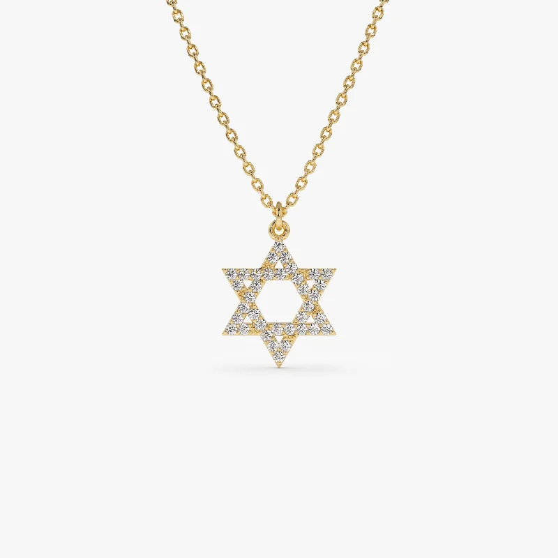 Must-Have Jewelry At Irresistible Discounts 14k Star of David Round Diamond Necklace