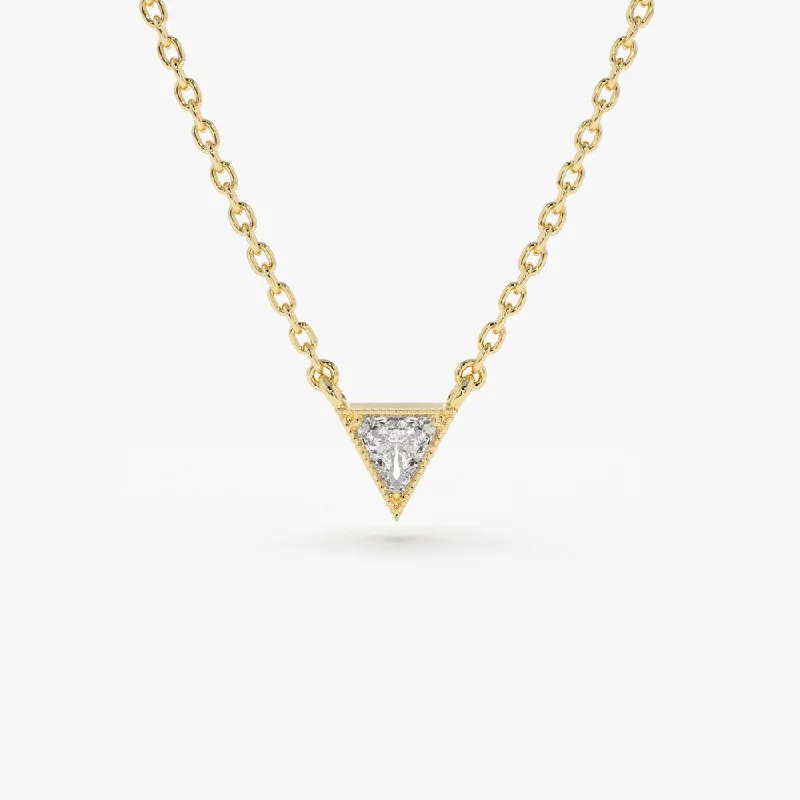 Gorgeous Jewelry, Limited-Time Savings 14K Gold Triangle Cut Diamond Solitaire Necklace