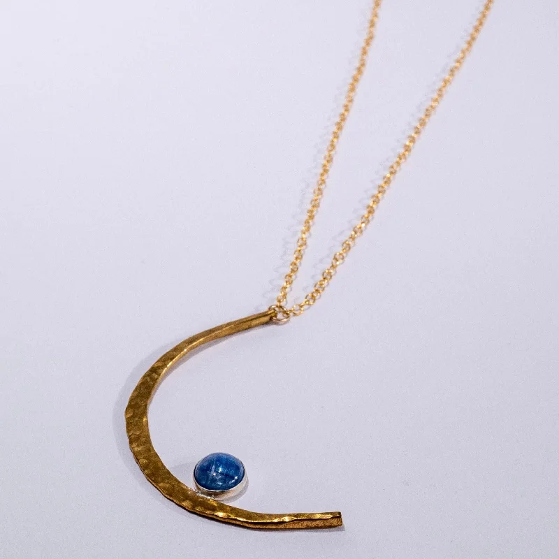 Exclusive Jewelry Sale – Sparkle For Less Hammered Moon Celestial Necklace - Choose Your Metal and Gemstone