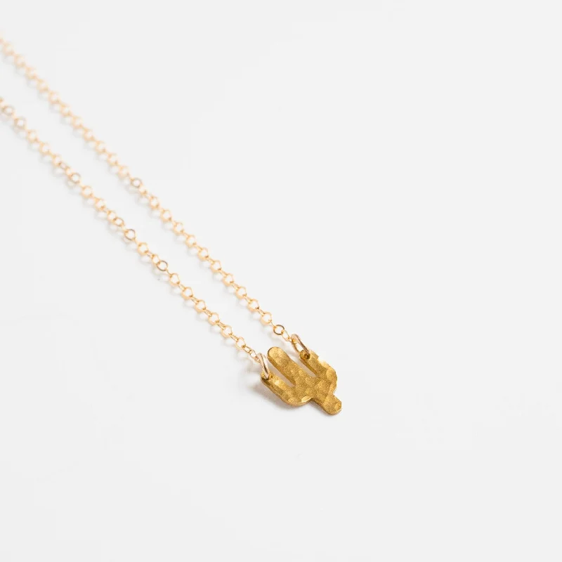 Exclusive Jewelry Sale – Shine For Less Tiny Cactus Hammered Necklace in Brass and Gold FIll