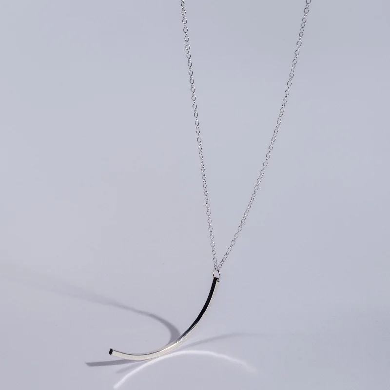 Shop Trending Jewelry With Exclusive Savings Curved Linear Bar Necklace - Choose your Metal