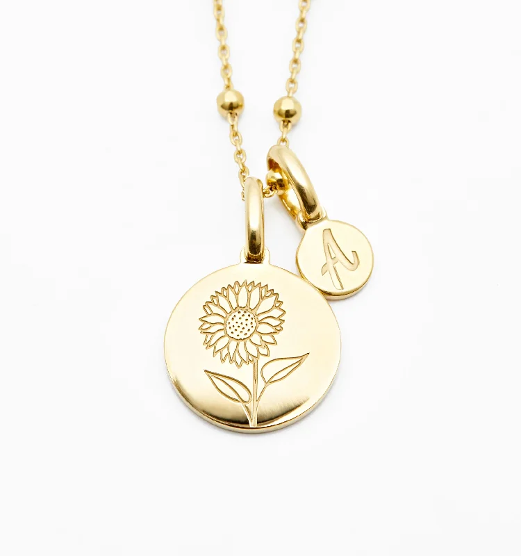 Limited-Time Offer On Elegant Jewelry Pieces Sunflower Necklace With Custom Initial