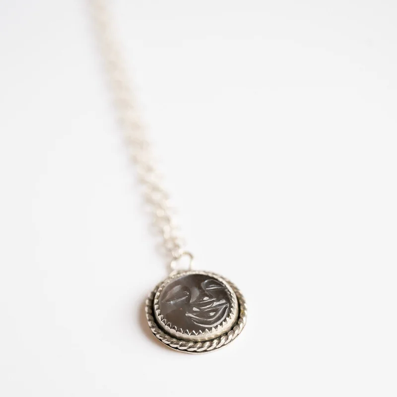 Jewelry Deals That Outshine The Rest Face In the Moon (stone)  Necklace in Sterling Silver