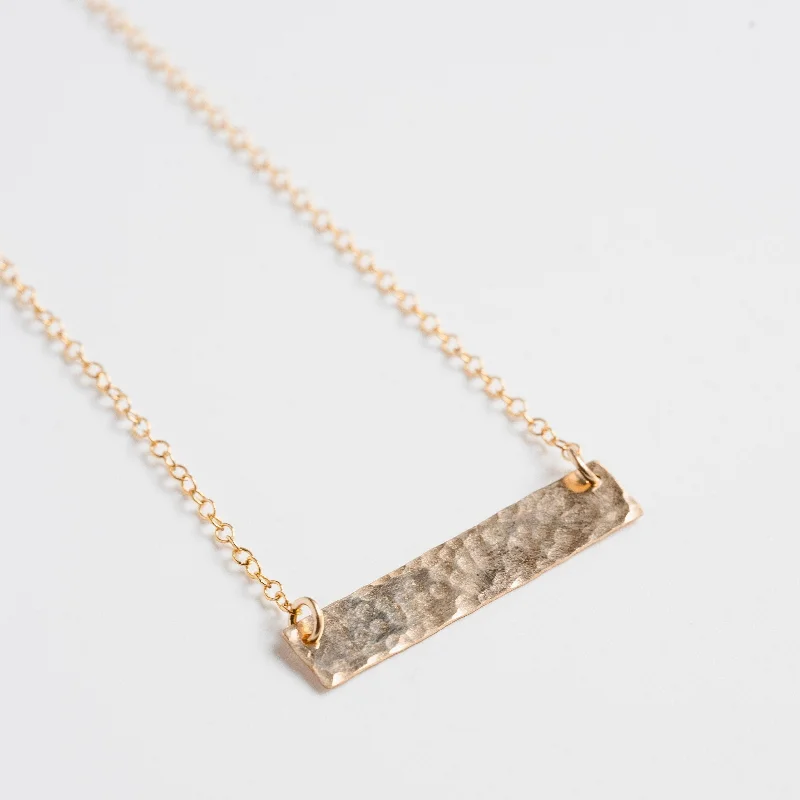 Upgrade Your Collection With Our Limited-Time Jewelry Sale Hammered Bar Necklace - Choose Your Metal