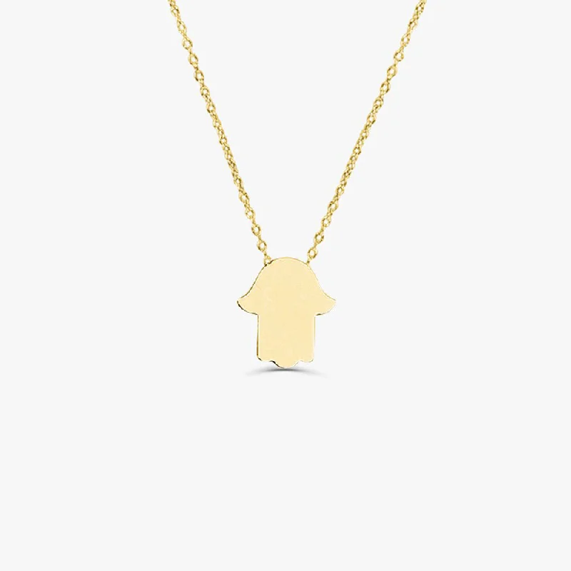 Romantic Heart-Shaped Jewelry For Special Gifts 14k Gold Tiny Hamsa Necklace