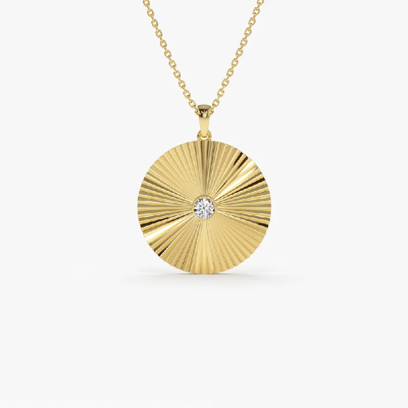 Bestselling Jewelry Now On Sale – Elevate Your Look Large Diamond Disc Ray Necklace in 14K