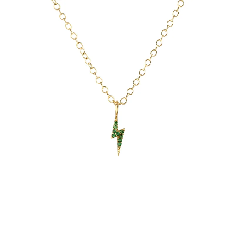 Limited-Stock Jewelry Clearance – Grab Your Favorites Now Lightning Bolt Emerald Crystal Charm Necklace