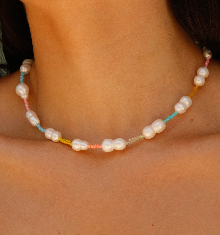 Limited-Time Offer On Premium Jewelry Collections Pearl Necklace With Pastel Beads